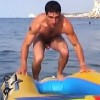 Naked on the beach raft